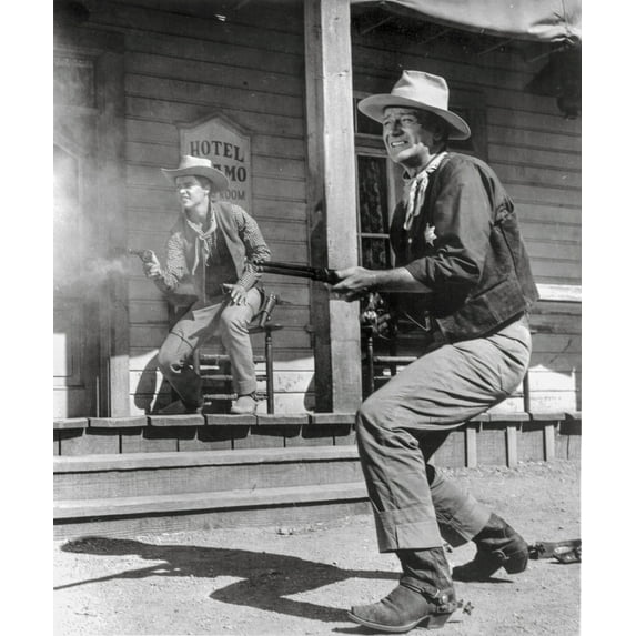 Rio Bravo Gun Fight Scene in Black And White Photo Print (8 x 10)