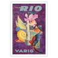 thumbnail image 1 of Rio Brazil - Varig Airlines - Vintage Airline Travel Poster c.1955 - Fine Art Matte Paper Print (Unframed) 30x44in, 1 of 4