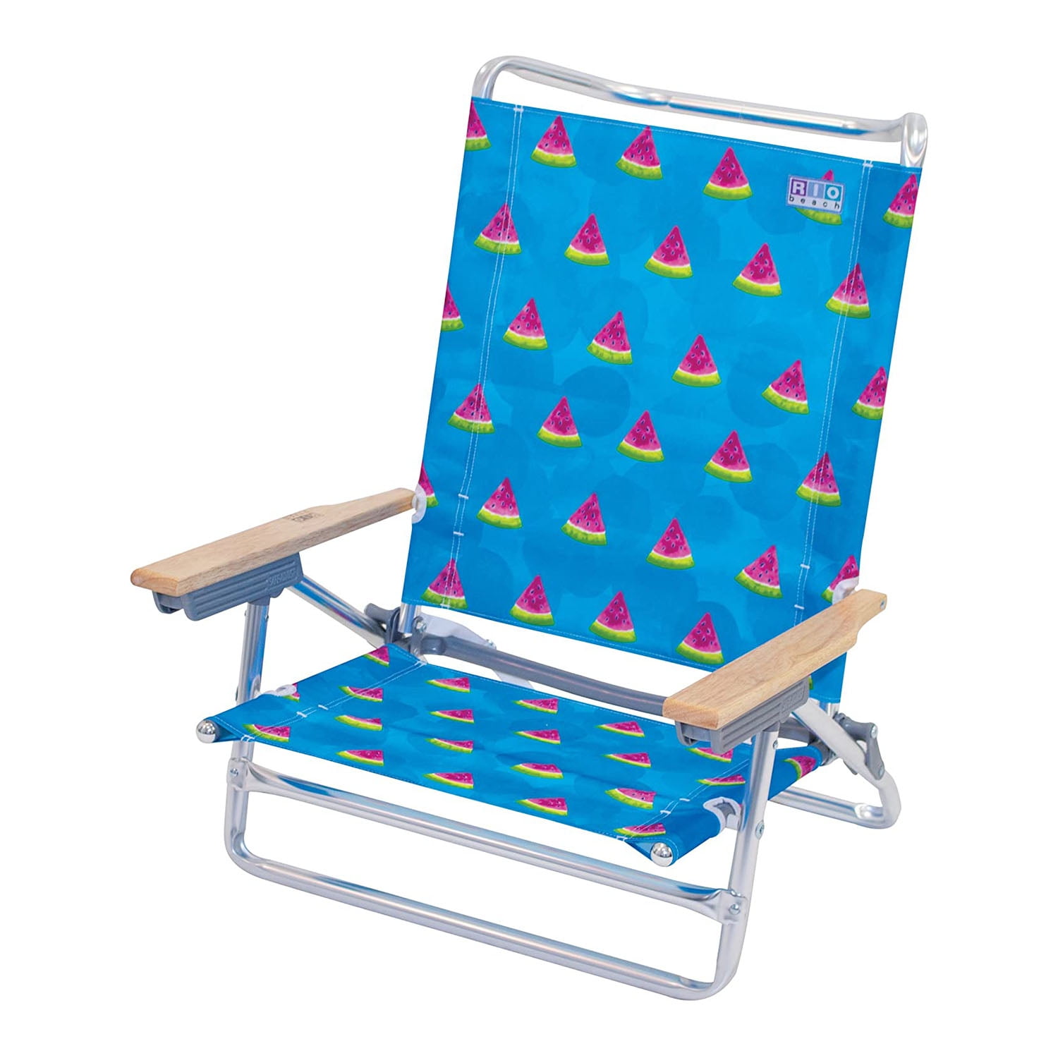 Rio Classic 5 Position Aluminum Lay Flat Folding Beach Lounge Chair