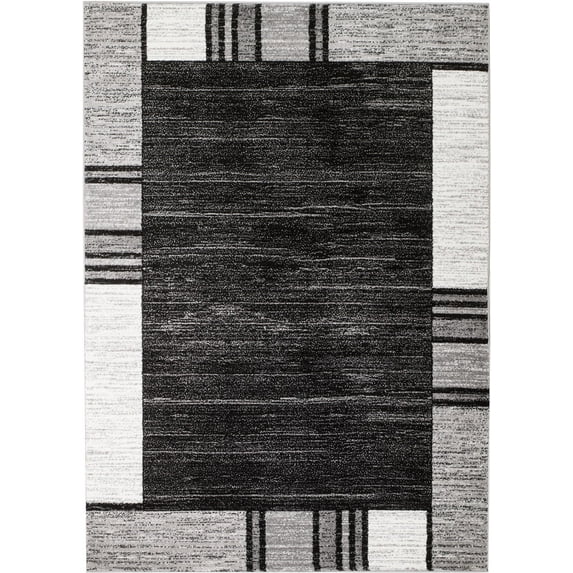 Rio Collection - Gray Geometric Retro Premium Area Rug by Rug and Decor 4x5 Size