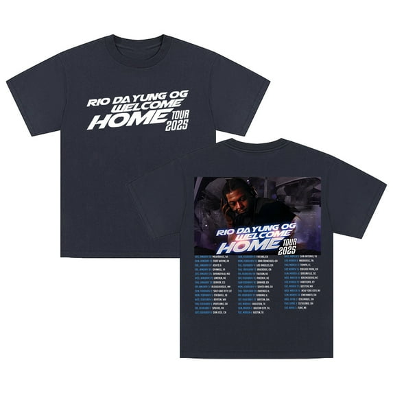 Rio Da Yung Og Welcome Home Tour 2025 T-shirt Crewneck Short Sleeve Streetwear Women Men Cotton Tee