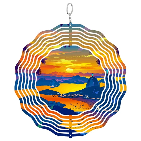 Rio De Janeiro 3D Wind Spinner Stainless Steel Kinetic Art Garden Decor Brazil Christ Redeemer Gift