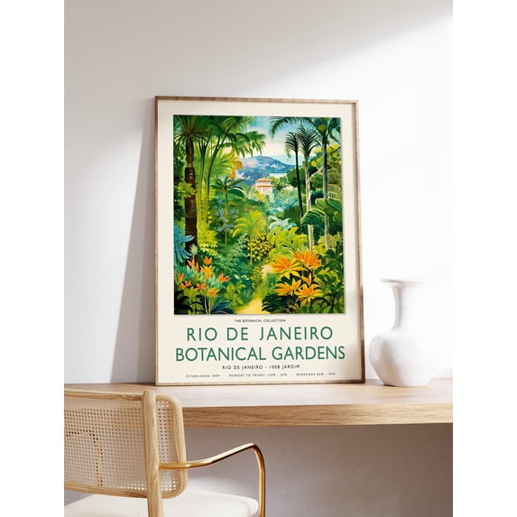 Rio De Janeiro Botanical Gardens Print, Brazil Vintage Floral Poster ...