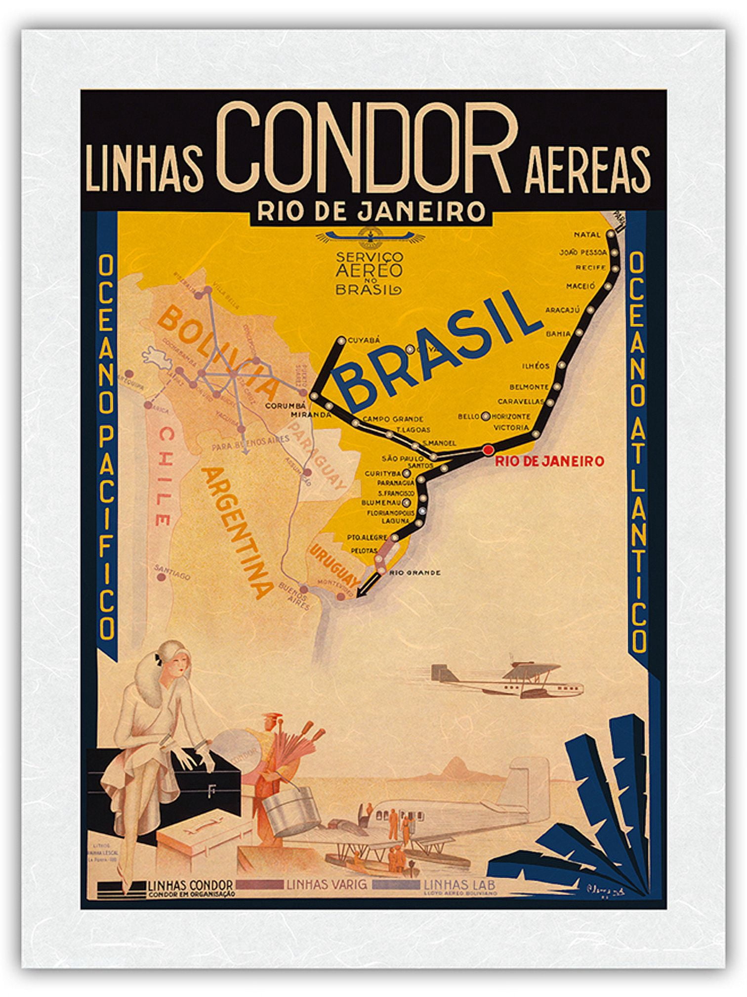 Rio De Janeiro Brazil - Air Routes in Brazil - Condor Varig Airline ...