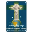 thumbnail image 1 of Rio De Janeiro Brazil - Christ the Redeemer Statue - Pan American World Airways - Vintage Airline Travel Poster by La Motta c.1955 - 8 x 12 inch Vintage Metal Tin Sign, 1 of 4