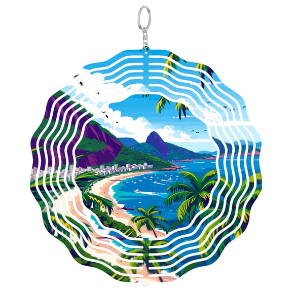 Rio De Janeiro Brazil Christ Statue 3D Wind Spinner Stainless Steel Kinetic Hanging Ornament Garden Decor Gift