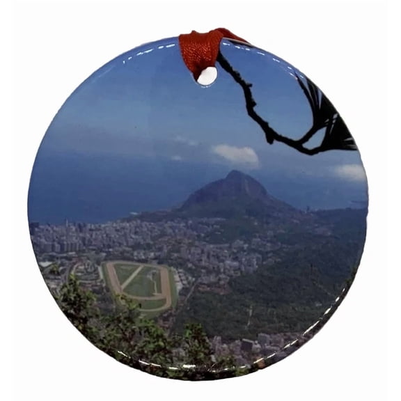 Rio De Janeiro Brazil Christmas Ornament Porcelain Souvenir Travel 2D FLAT CIRCLE Ceramic Ornament