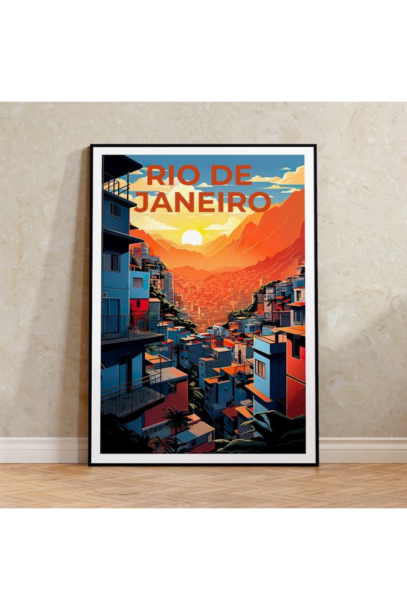 Rio De Janeiro Brazil Favela City Wall Art Decor Unframed Paper Print