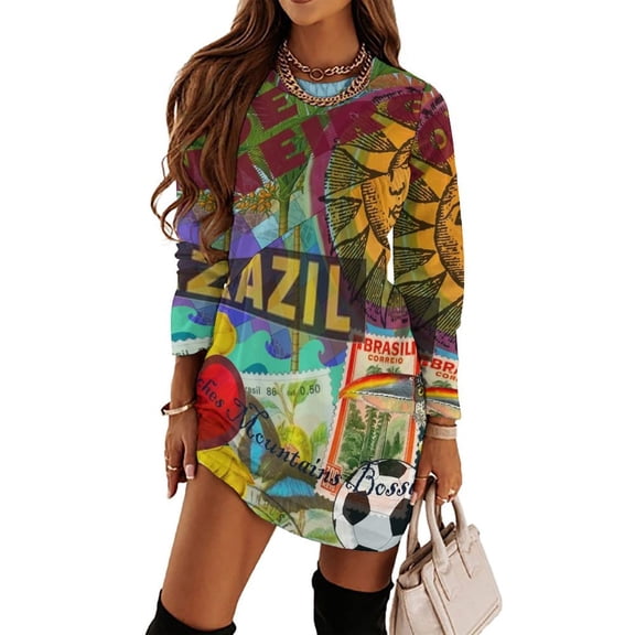 Rio De Janeiro Brazil Impanema Copacabana Loose Dress Evening Dress Summer Dresses for Women Luxury Dress Long Sleeved Dress