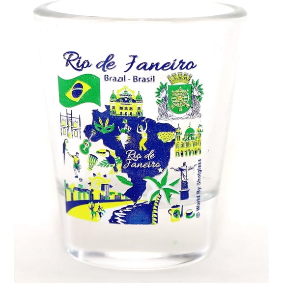 Rio De Janeiro Brazil Landmarks and Icons Collage Shot Glass