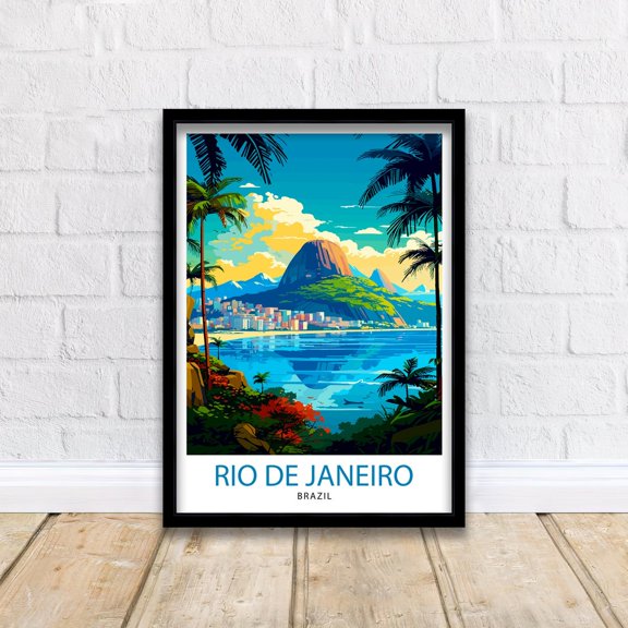 Rio De Janeiro Brazil Travel Print Rio Wall Decor Rio Brazil Travel Prints Rio Art Print Rio Illustration Rio Wall Art