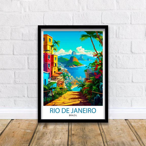 Rio De Janeiro Brazil Travel Print Rio Wall Decor Rio Brazil Travel Prints Rio Art Print Rio Illustration Rio Wall Art