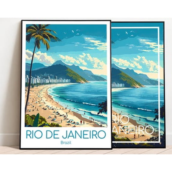 Rio De Janeiro Brazil Wall Art Print, Vintage South American Coastal ...