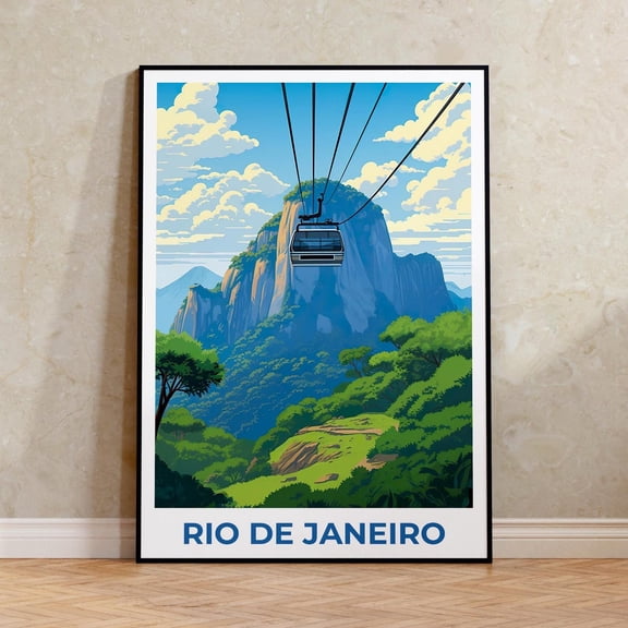 Rio De Janeiro Cable Car Brazil Wall Art Decor Unframed Paper Print
