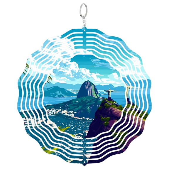 Rio De Janeiro Statue 3D Wind Spinner Brazil City Yard Decor