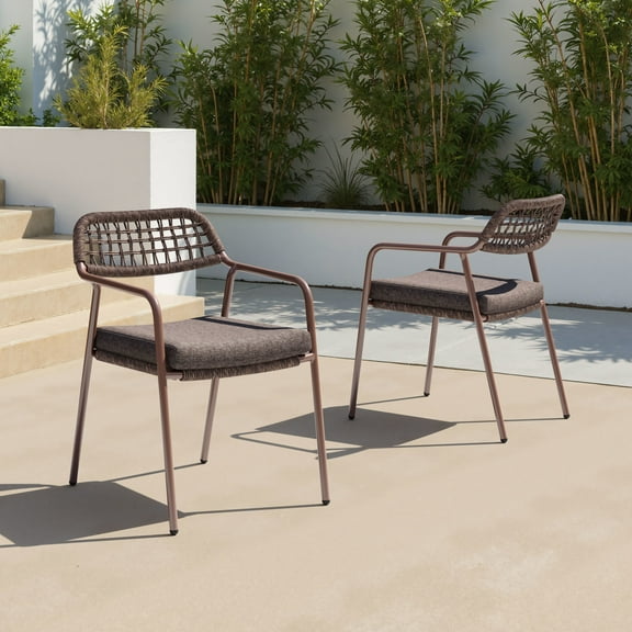 Rio Dining Chair Brown Dining Chair, Modern Style, Removable and washable cushion cover, Steel, Outdoor Dining