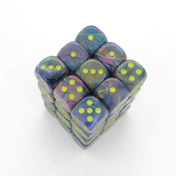 Rio Festive Dice with Yellow Pips D6 12mm (1/2in) Pack of 36 Chessex