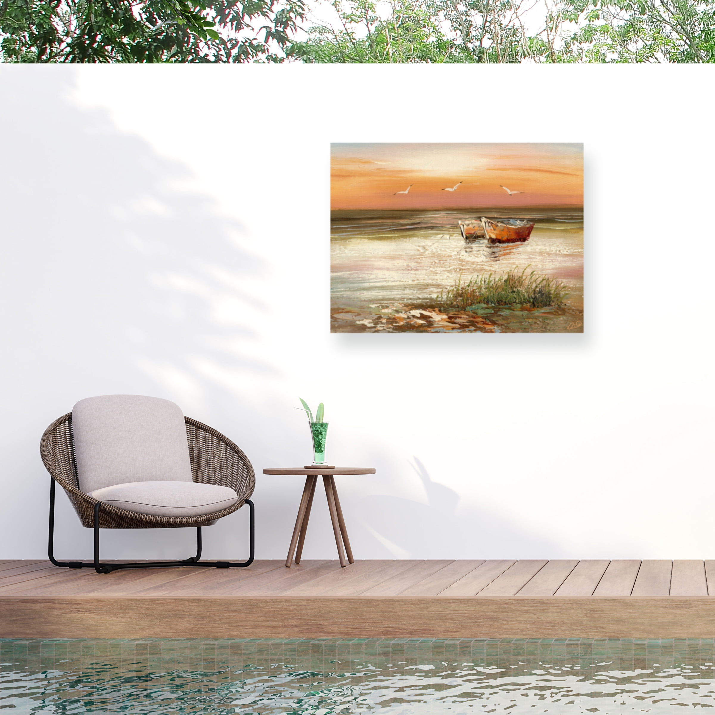 Rio 'Florida Sunset' 14x19 Outdoor Canvas Print with Weather Treated Wood Frame
