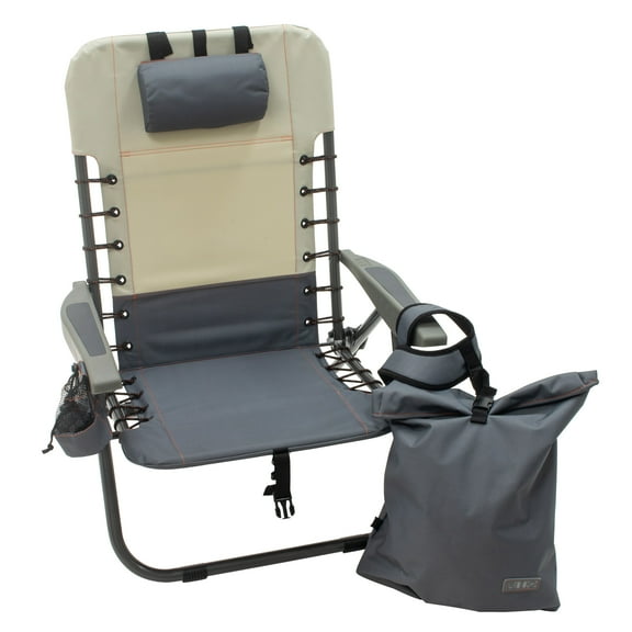Rio GR529R-434-1 32 x 24.75 x 32 in. Lace-Up Steel Gear Removable Backpack Chair, Slate & Putty
