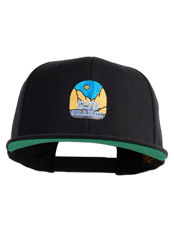 Rio Grande River Embroidered Wool Blend Snapback Cap - Black OSFM