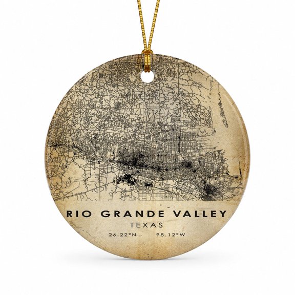 Rio Grande Valley Travel Map Ornament, Texas Map Ornament Keepsake, Travel Souvenir, Holiday Tree Decoration