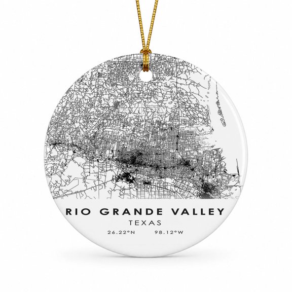 Rio Grande Valley Travel Map Ornament, Texas Map Ornament, Travel Souvenir Keepsake Christmas Tree Ornament