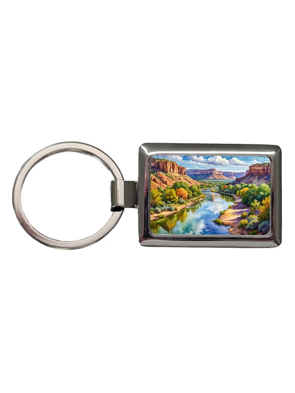 Rio Grande del Norte National Monument New Mexico Watercolor Style Metal Rectangle Keychain
