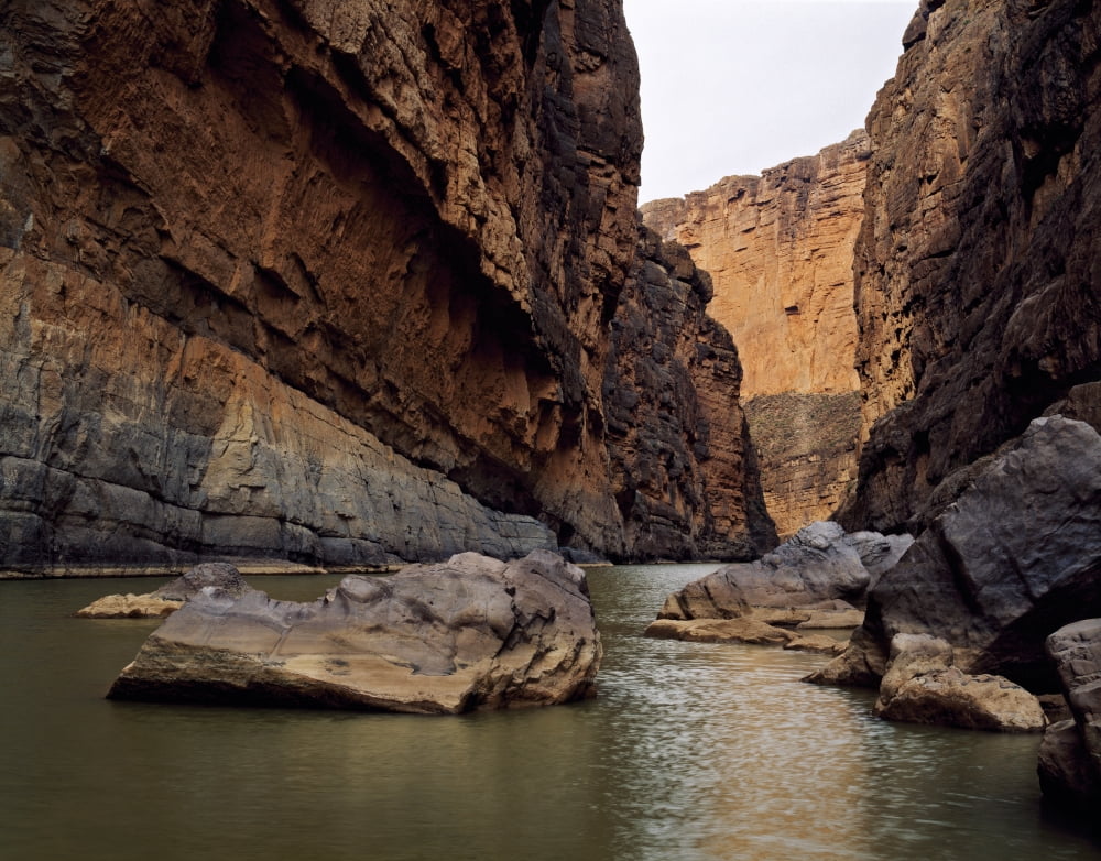 Rio Grande winding through Santa Elena Canyon Big Bend National Park Texas USA Canvas Art - Panoramic Images (9 x 27)