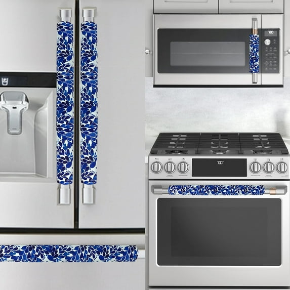 Rio Salto 5-Piece Refrigerator Door Handle Covers Kitchen Decor and Accessories Fridge Handle Cover - Blue Garden