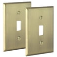 thumbnail image 1 of Rio Salto BRASS Metal Antique Gold Toggle Light Switch Cover Wall Plate STANDARD SIZE Single Toggle Switch Wallplate Wall Switch Plate Covers Hardware Included Matte Gold 1-Gang, 2-Pack, 1 of 9