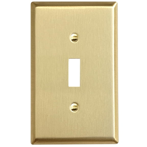 Rio Salto BRASS Signature Collection MIDSIZE Metal Gold Toggle Light Switch Covers Wall Plate Single Togle Switch Wallplate Mid Size Decorative Gold 1 Gang Covers Brushed Brass 1-Pack