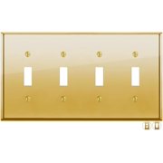 Rio Salto MIDSIZE BRASS 4 Light Switch Cover Plate Four Toggle Light Switch Cover High Polished Gold Wall Plate   Signature Collection, 8.56" X 4.94"