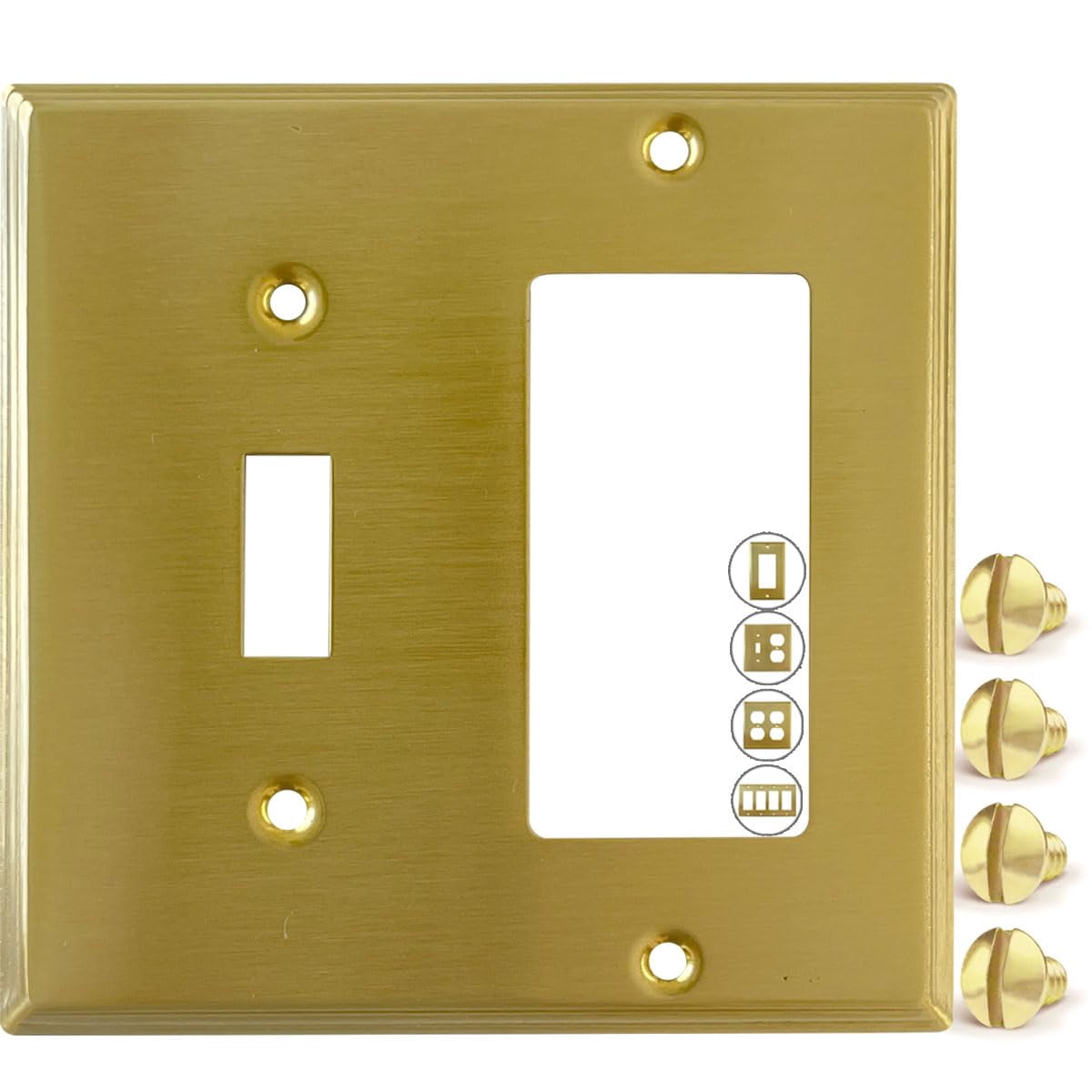 Essentials Collection Plate Rio Salto Brushed Brass Decorative 2-Gang Toggle Rocker Combination ...