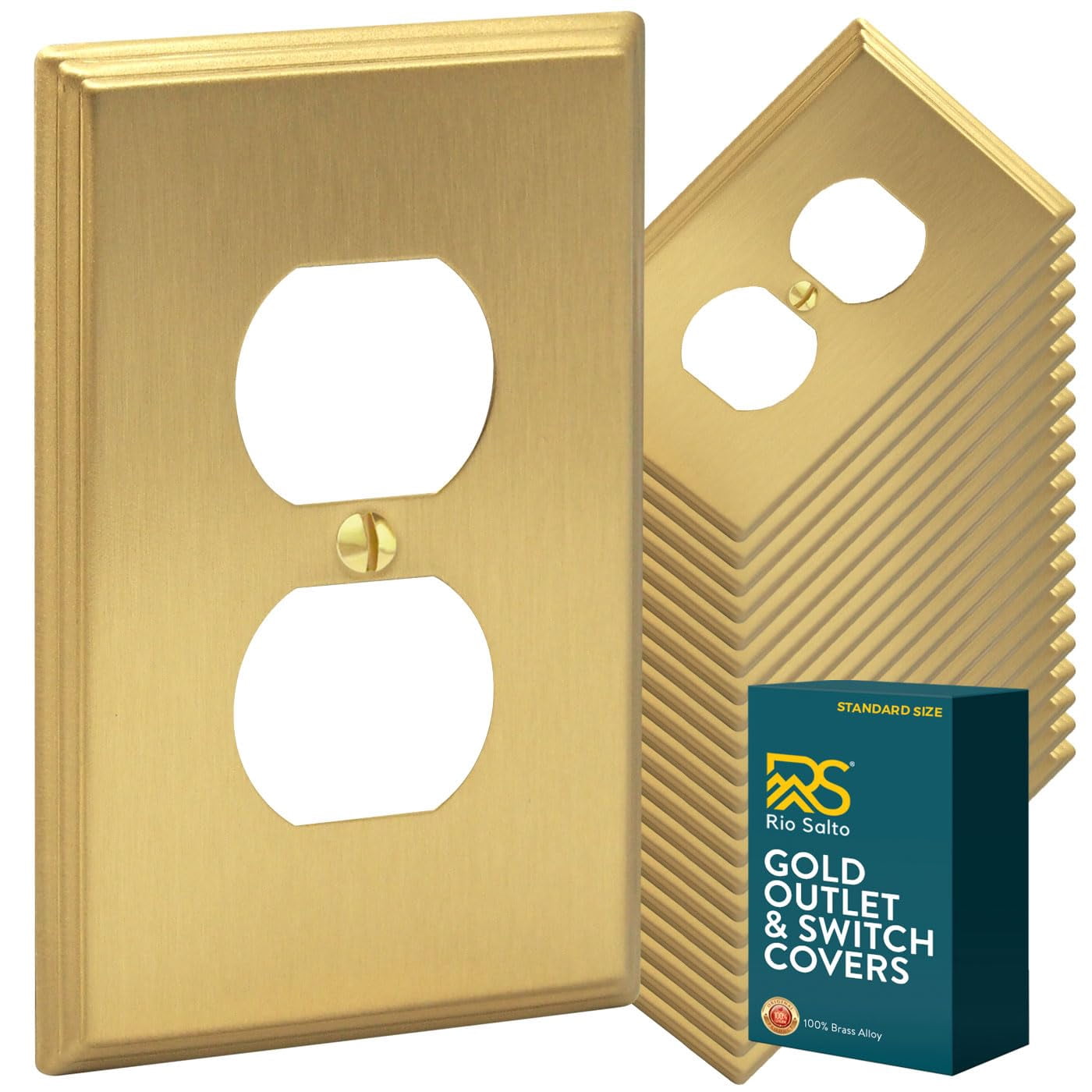 Rio Salto Brushed Brass Decorative Duplex Outlet Covers — Deco ...