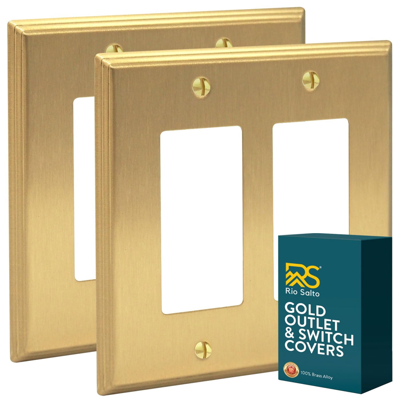 Rio Salto Brushed Gold Decorative 2-Gang Double Rocker Light Switch ...