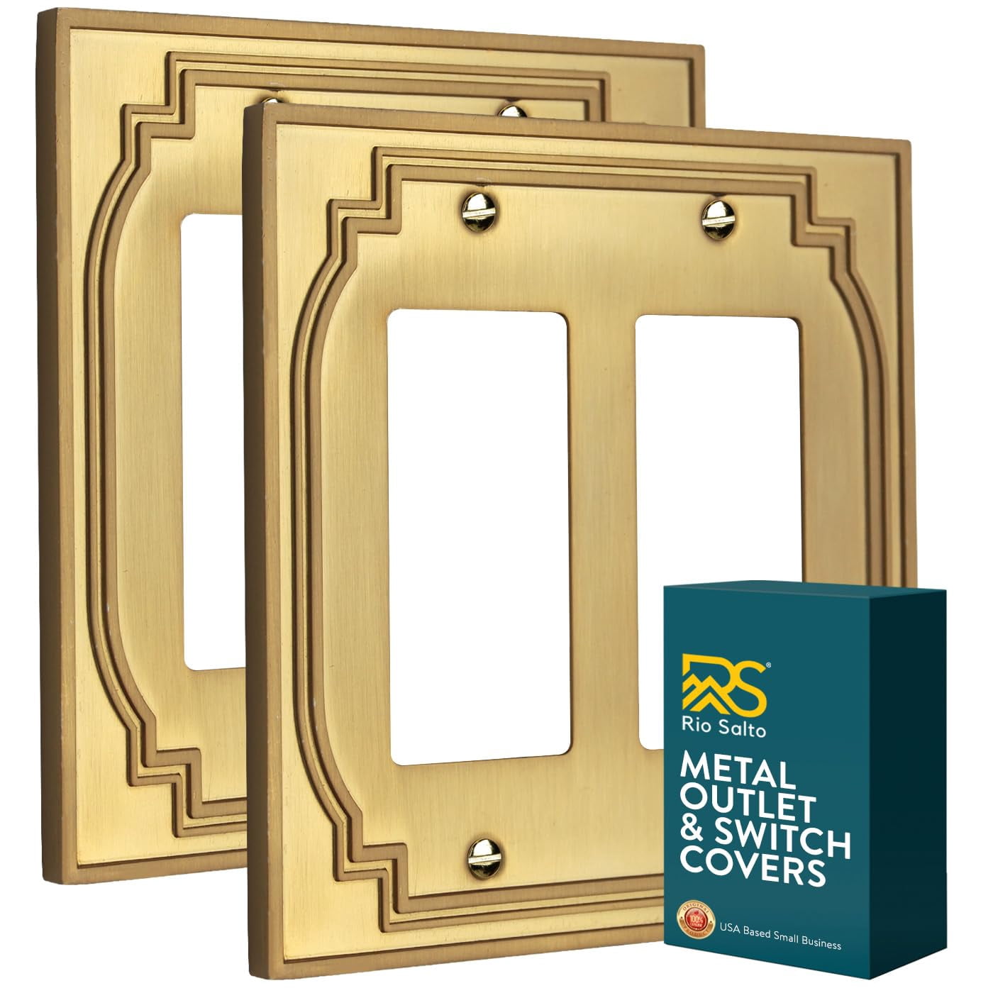 Rio Salto Brushed Gold Decorative 2-Gang Double Rocker Light Switch ...