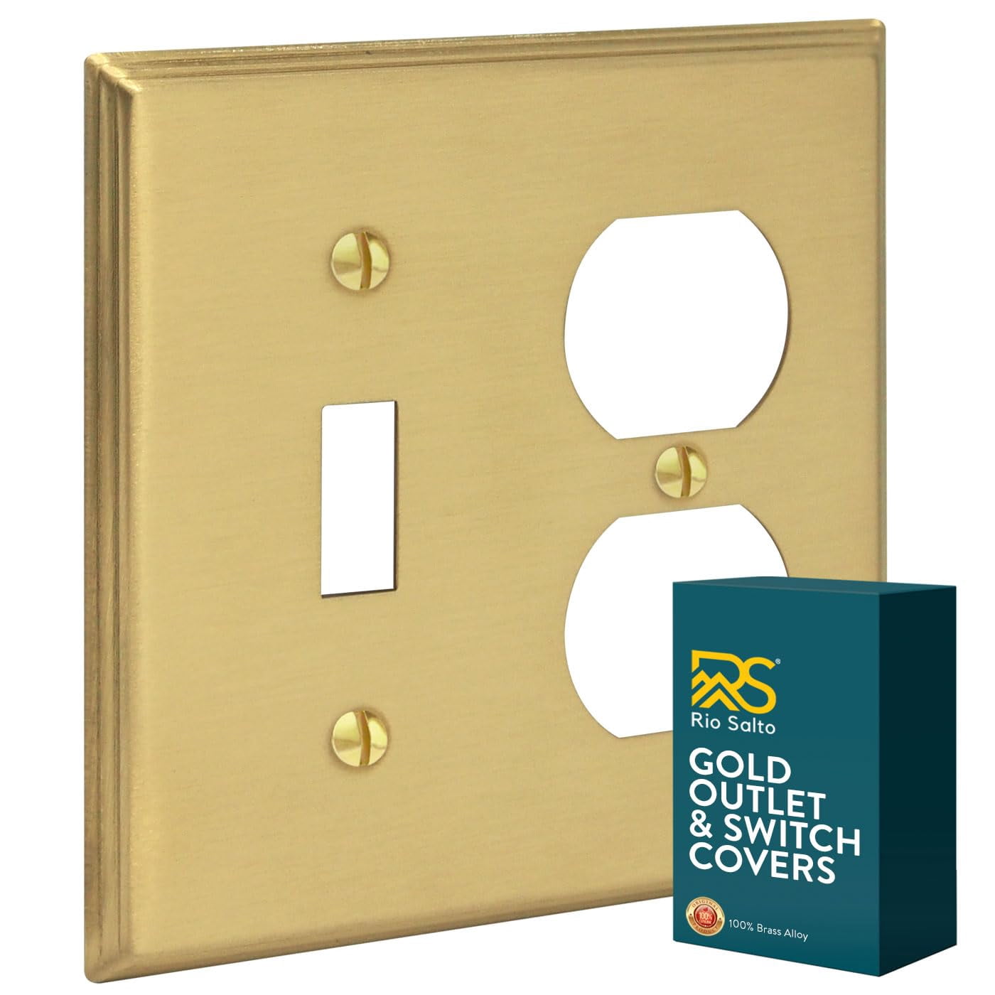 Essentials Collection Plate Rio Salto Brushed Gold Decorative 2-Gang Toggle Duplex Combination Wall ...