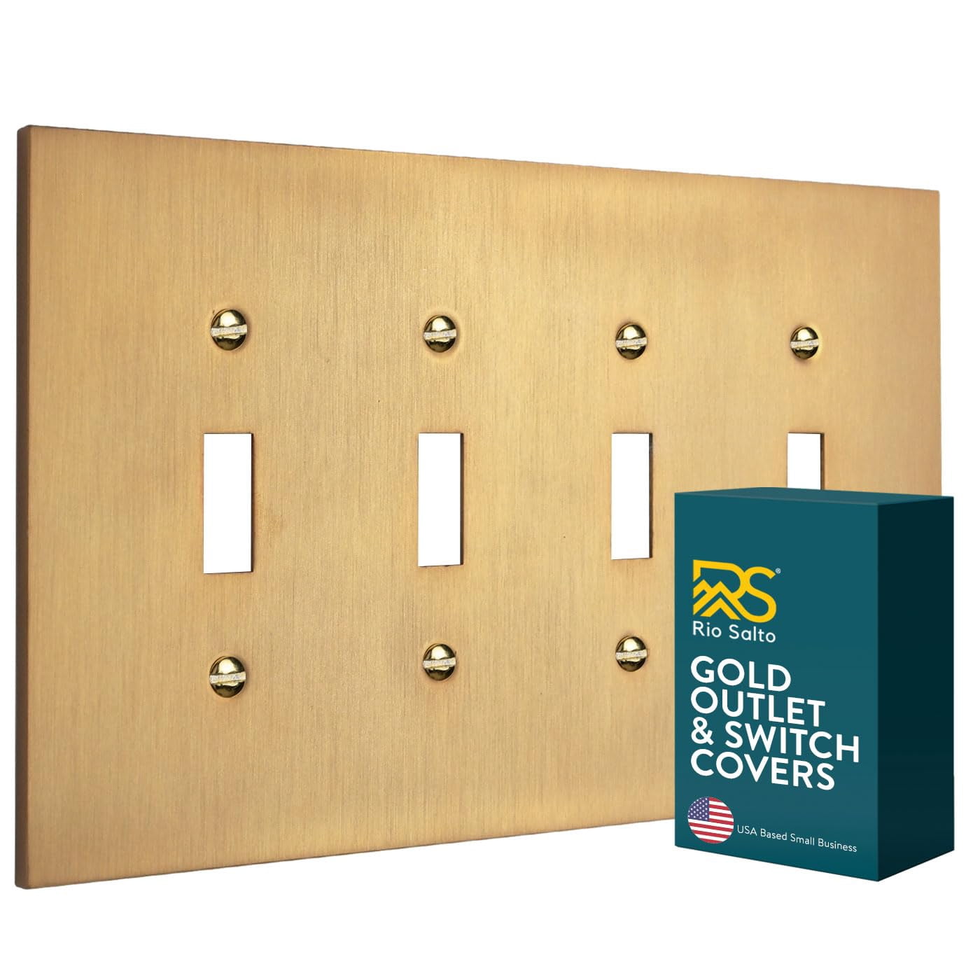 Rio Salto Brushed Gold Decorative 4-Gang Quad Toggle Light Switch Cover ...