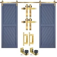 thumbnail image 1 of Rio Salto Gold Barn Door Hardware Kit Adjustable Length Sliding Door Hardware Modern Barn Interior Brushed Brass Panel Hardware Hardware Kit Plus, 13ft - Double Door, 1 of 9