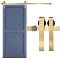 thumbnail image 1 of Rio Salto Gold Barn Door Hardware Kit Sliding Hardware Modern Barn Interior Gold Brushed Brass Panel Hardware - 5ft - Hardware ONLY Hardware Kit, 5 Feet - Single Door, 1 of 8