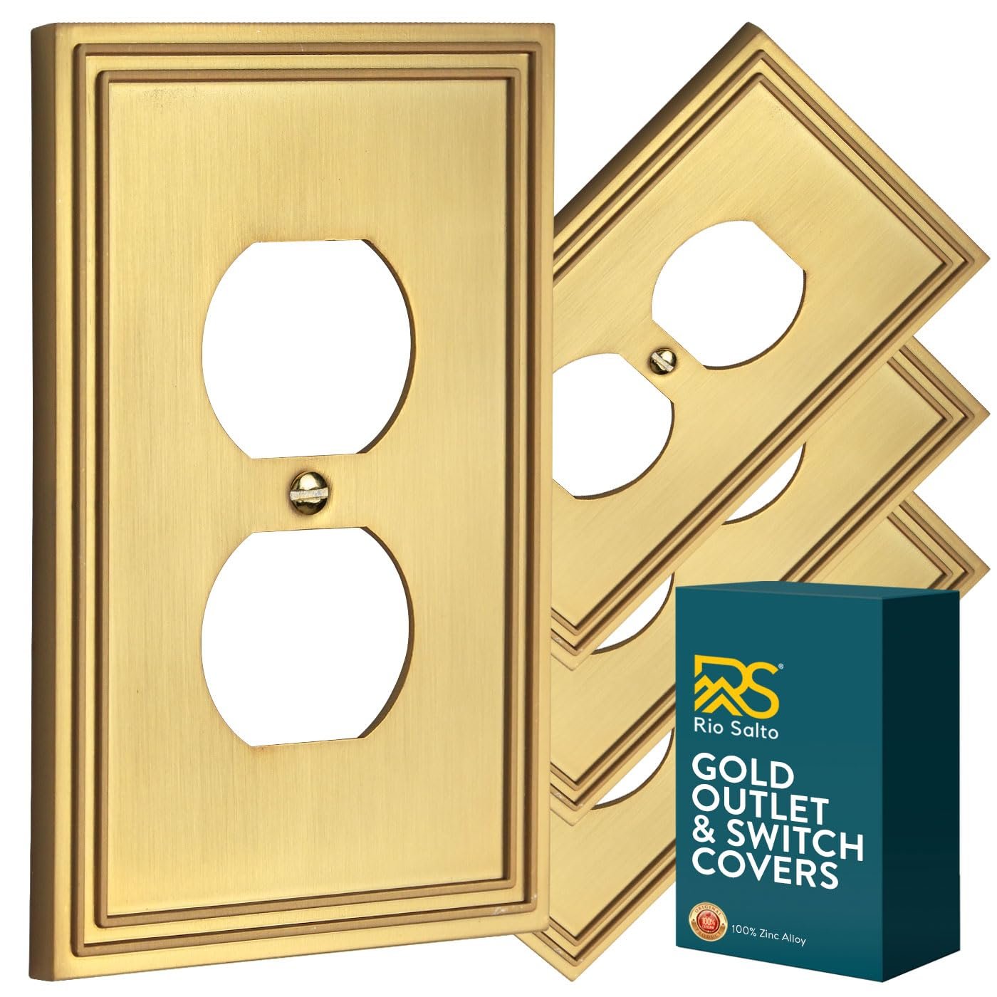 Rio Salto Imperial Collection Brushed Brass Gold Metal Duplex Outlet ...