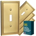 thumbnail image 1 of Rio Salto Imperial Collection Brushed Brass Gold Toggle Flip Switch Covers  4 Pack 1-Gang 5" x 3.13" Medium Size Heavy-Gauge Metal Light Switch Cover Plate Decorative Wall Plates Outlet Covers, 1 of 9