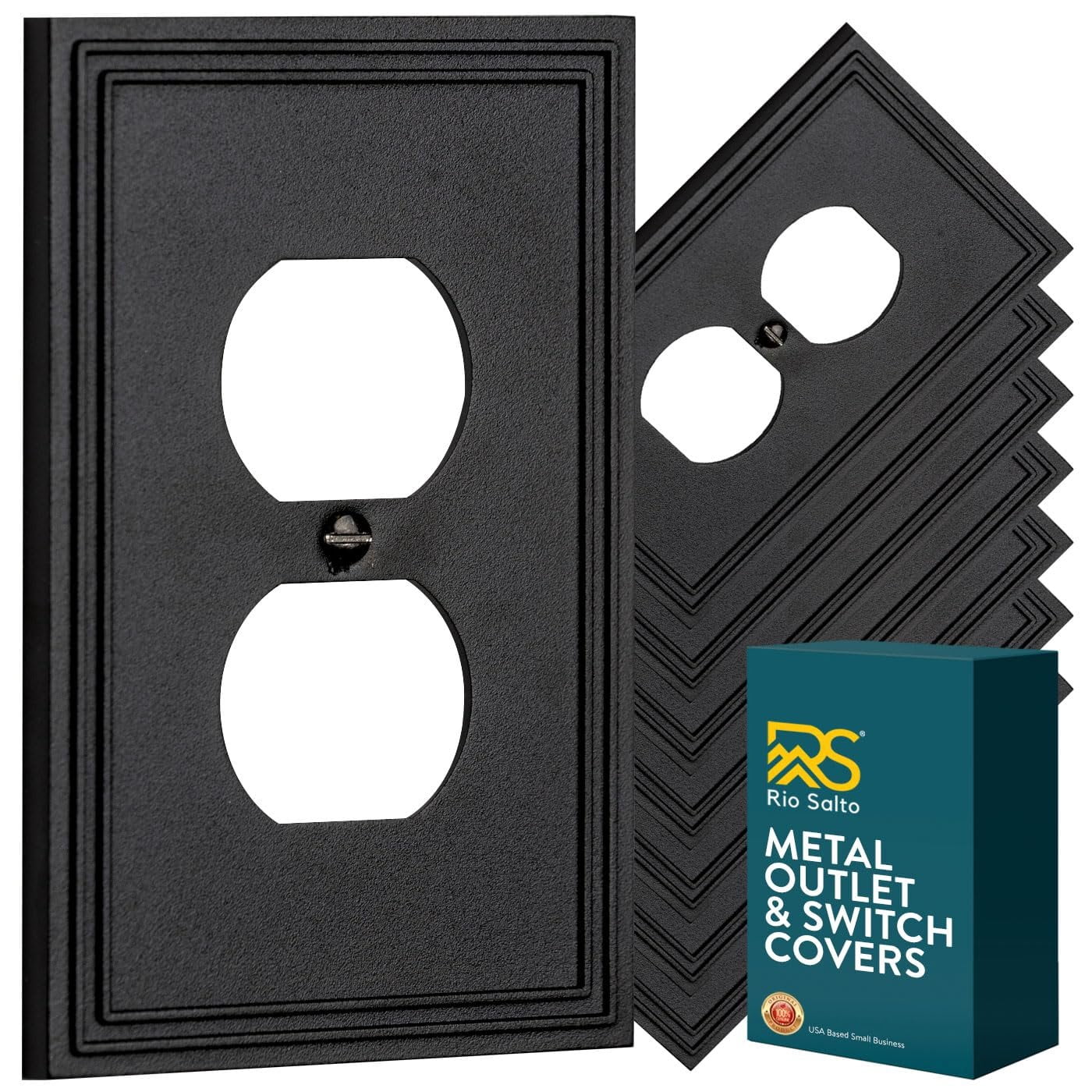 Ffe Outlets Rio Salto Imperial Collection Matte Black Duplex Outlet Covers 8 Pack ...