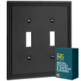 thumbnail image 1 of Rio Salto Black Decorative 2 Light Switch Cover Plate Double Toggle Flip Switch Metal Wall Plates Wall Plate Cover — Imperial Collection, Midsize, 5.00" X 5.00", 1 of 7