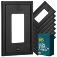 thumbnail image 1 of Rio Salto Imperial Collection Matte Black Metal Switch Plate and Outlet Cover  Single 1 Gang Rocker  Wall Plate Oversized Premium Luxury Decorative Home Decor Accent Multipack 8 Rockers, 1 of 7