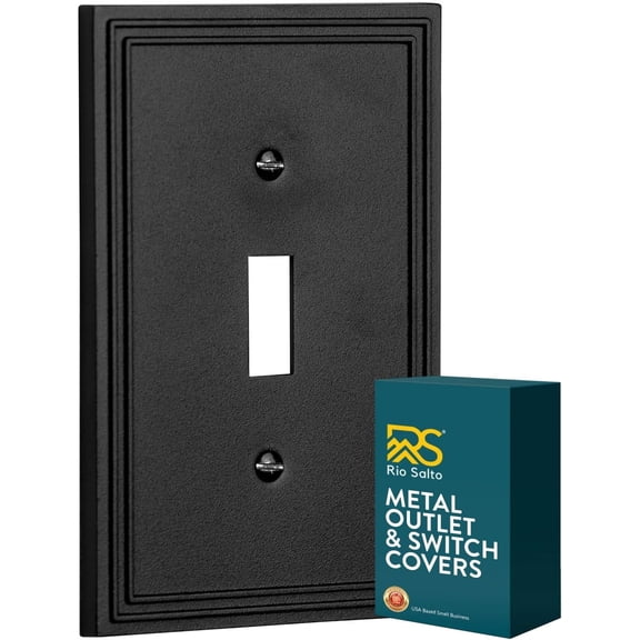 Rio Salto Black Light Switch Cover Plate Decorative Toggle Flip Switch Metal Wall Plates Modern Wall Plate Cover 2-Pack — Imperial Collection, Midsize, 5.00" X 3.13"