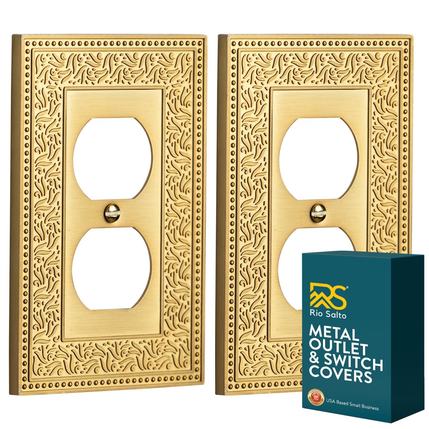 Rio Salto Laurel Collection Brushed Brass Gold Duplex Outlet Cover ...