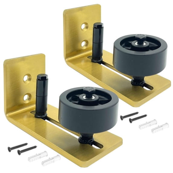 Rio Salto Metal Gold Barn Door Floor Guide Hardware, Barn Door Roller Track Wall Mount