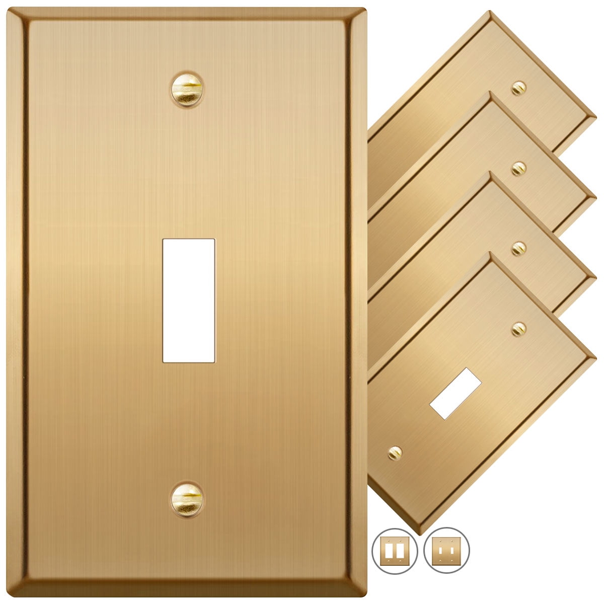 Brushed Brass Single Toggle Light Switch Cover Plates, 5-Pack