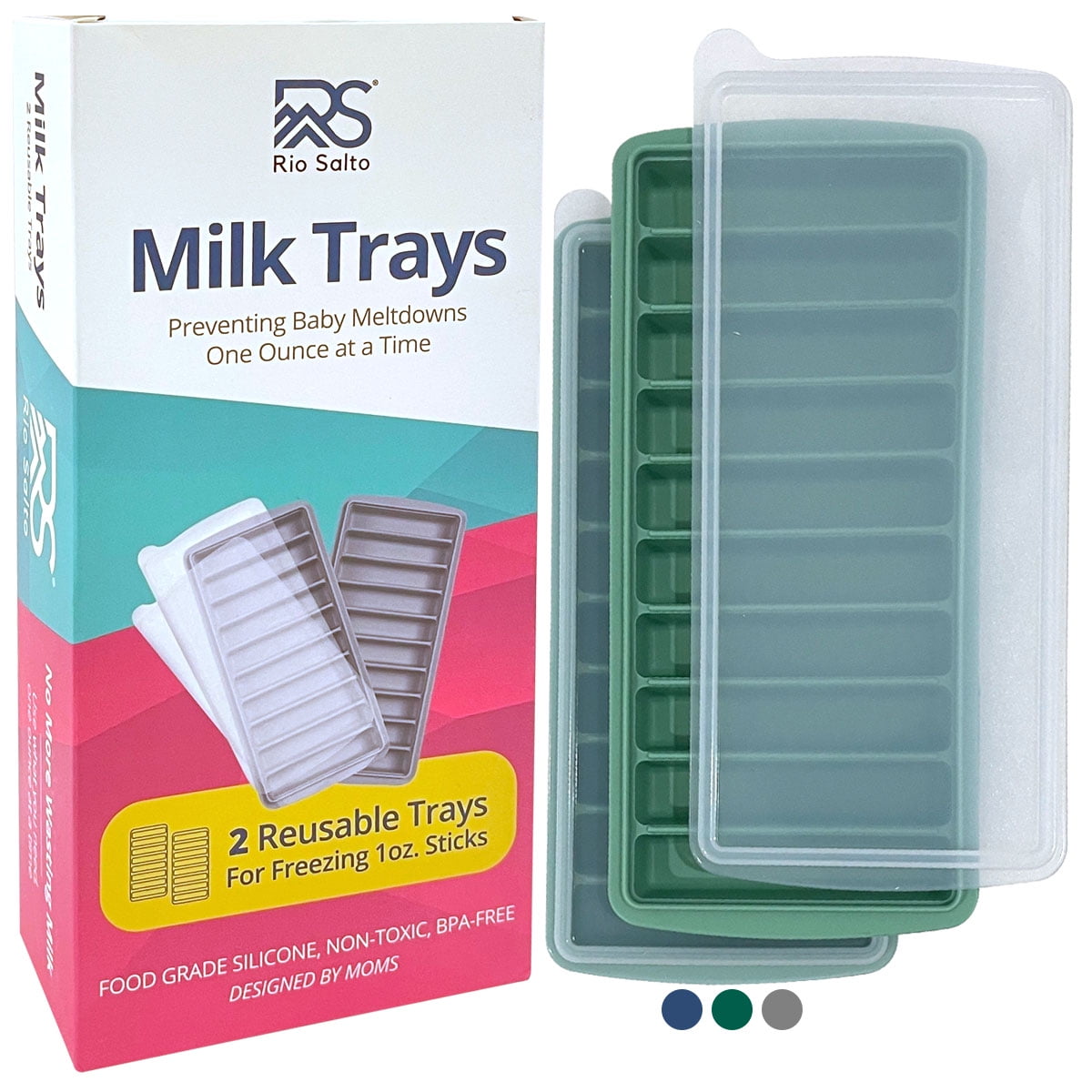 Rio Salto Milk Trays, Breastmilk Freezer Tray Organizer, Freeze and Store Milk and Baby Food in 1 Ounce Sticks, Breast Milk Freezer Containers 1 oz